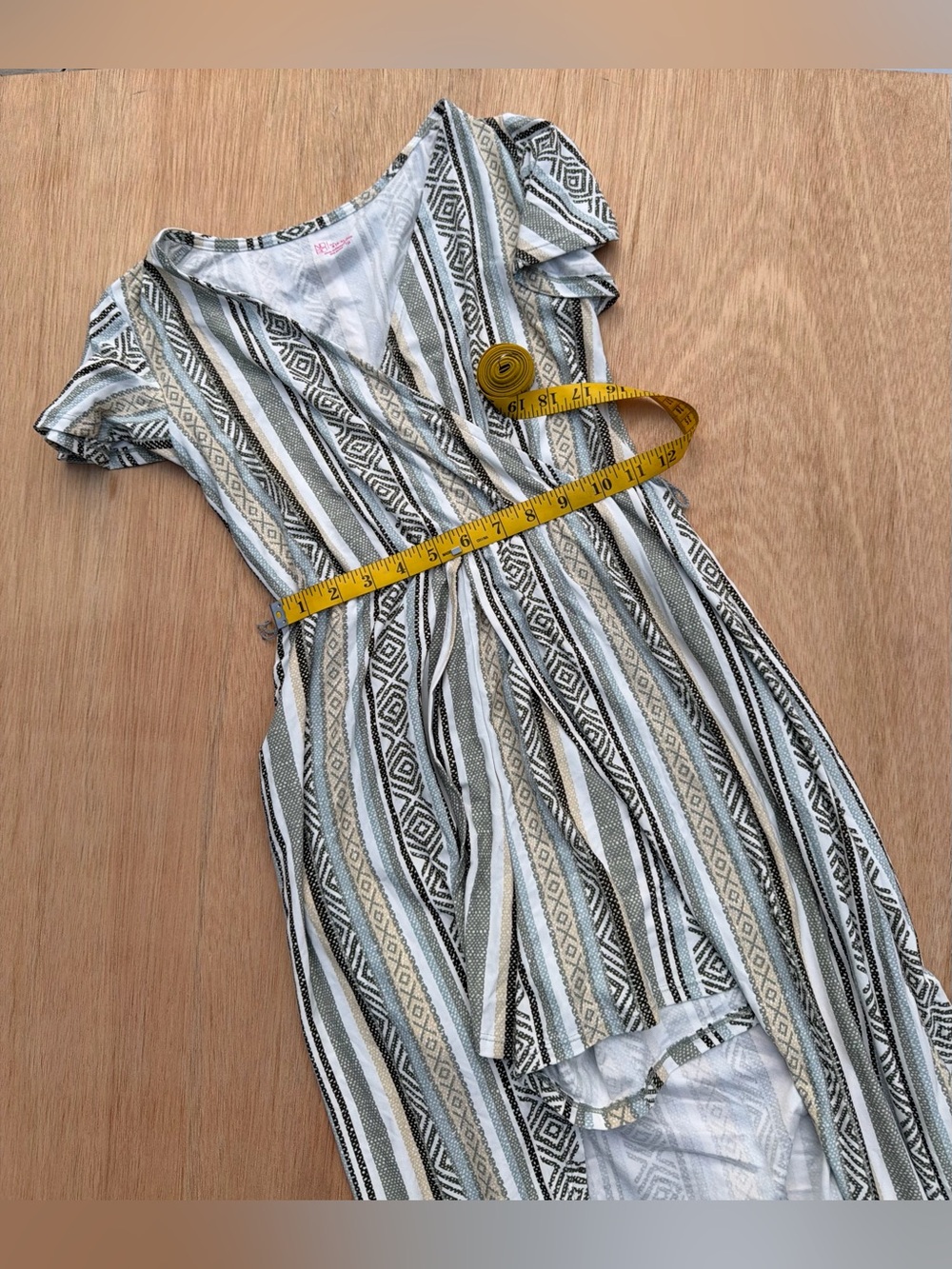No Boundaries Sage and Cream Striped Maxi Romper Small Faux Wrap High Low Skirt - Picture 8 of 13